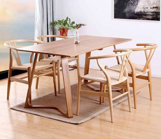 Bộ bàn ghế ăn gỗ Sồi đẹp hình chữ nhật